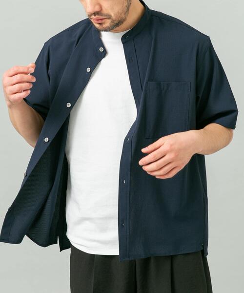 URBAN RESEARCH ROSSO MEN（アーバンリサーチロッソメン）の「『WEB限定』『XLサイズあり』『吸水速乾』Air Stretch バンドカラーシャツ（シャツ/ブラウス・メンズ・ブラウン/ネイビー/チャコールグレー/ブラック・X-LARGE/LARGE/MEDIUM/SMALL）」の22枚目の写真