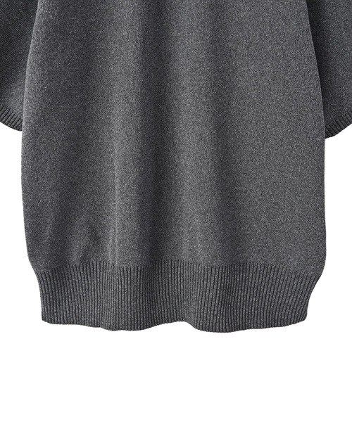 STYLE DELI(スタイルデリ)の「【BLK001】シャツ襟半袖ポロニット(Tシャツ/カットソー・レディース・グレー系その他/アイボリー/杢グレー・FREE)」の11枚目の写真