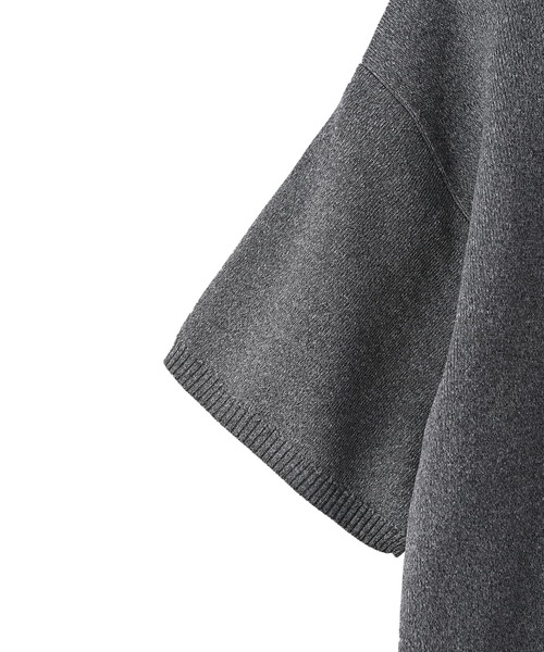 STYLE DELI(スタイルデリ)の「【BLK001】シャツ襟半袖ポロニット(Tシャツ/カットソー・レディース・グレー系その他/アイボリー/杢グレー・FREE)」の10枚目の写真
