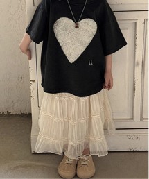 Jelly moo（ジェリームー）の「【 Jelly moo / ジェリームー 】 リップハートモチーフ コットン 半袖 Tシャツ ( KIDS )（Tシャツ/カットソー）」