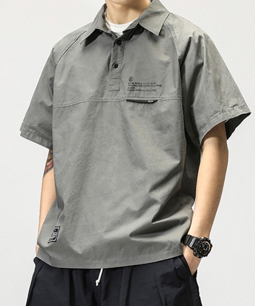 KELVIN(ケルヴァン)の「Pullover Short Sleeve Tech Shirt プルオーバー 半袖テックシャツ(シャツ/ブラウス・メンズ・グレー/ブラック・MEDIUM/LARGE)」の5枚目の写真