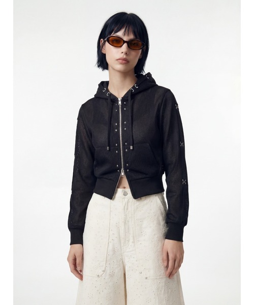 TAJEN:T(タジェント)の「【TAJEN:T】3D MESH ZIP UP HOODIE/3Dメッシュジップアップフーディー(パーカー・レディース・グレー/サックスブルー/ブラック系・1/2)」の2枚目の写真