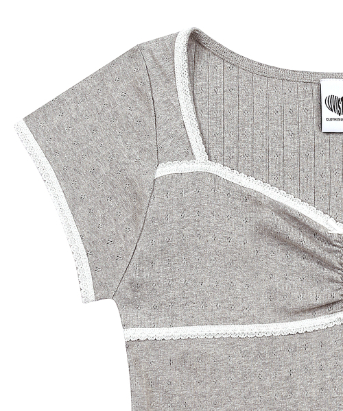 LUVISTRUE(ラヴイズトゥルー)の「SY PUNCHING CAP SLEEVE TEE(GRAY)(Tシャツ/カットソー・レディース・その他・FREE)」の4枚目の写真