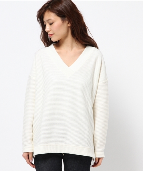 MOUSSY（マウジー）の「V/N LOOSE COMBI TOPS（Tシャツ/カットソー・レディース・ライトブラック/ライトブルー/オフホワイト・FREE）」の4枚目の写真