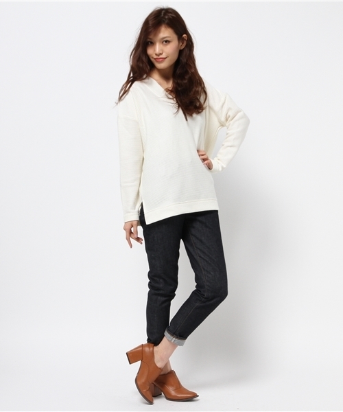 MOUSSY（マウジー）の「V/N LOOSE COMBI TOPS（Tシャツ/カットソー・レディース・ライトブラック/ライトブルー/オフホワイト・FREE）」の7枚目の写真