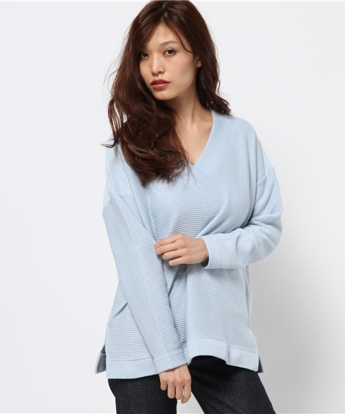 MOUSSY（マウジー）の「V/N LOOSE COMBI TOPS（Tシャツ/カットソー・レディース・ライトブラック/ライトブルー/オフホワイト・FREE）」の14枚目の写真