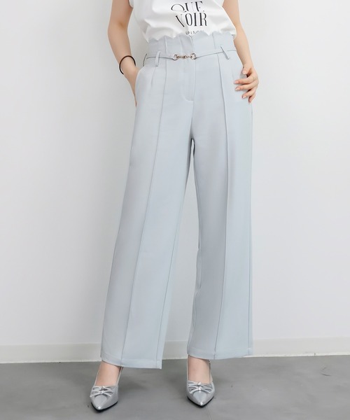 DRESS PLUS（ドレスプラス）の「【生地リニューアル】スカラップハイウエストパンツ（その他パンツ・レディース・ベージュ/ミント/ブルーグレー/ブラック・S/M/L/XL）」の3枚目の写真