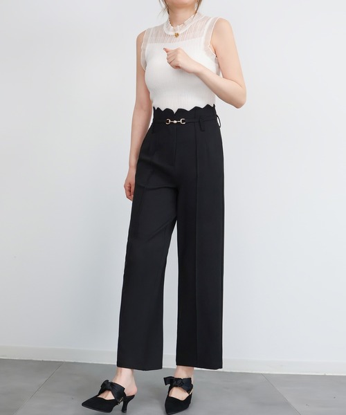 DRESS PLUS（ドレスプラス）の「【生地リニューアル】スカラップハイウエストパンツ（その他パンツ・レディース・ベージュ/ミント/ブルーグレー/ブラック・S/M/L/XL）」の21枚目の写真