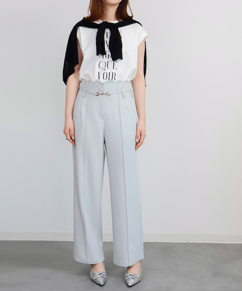 DRESS PLUS（ドレスプラス）の「【生地リニューアル】スカラップハイウエストパンツ（その他パンツ・レディース・ベージュ/ミント/ブルーグレー/ブラック・S/M/L/XL）」の11枚目の写真