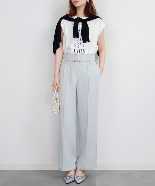 DRESS PLUS（ドレスプラス）の「【生地リニューアル】スカラップハイウエストパンツ（その他パンツ・レディース・ベージュ/ミント/ブルーグレー/ブラック・S/M/L/XL）」の12枚目の写真