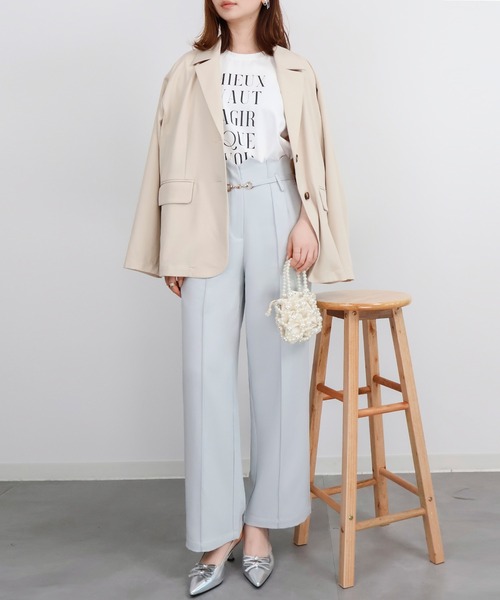 DRESS PLUS（ドレスプラス）の「【生地リニューアル】スカラップハイウエストパンツ（その他パンツ・レディース・ベージュ/ミント/ブルーグレー/ブラック・S/M/L/XL）」の14枚目の写真