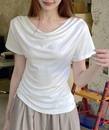 ドレープネック ドローストリング 半袖Tシャツ