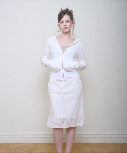 BELLA HOOD ZIP UP WHITE — белая худи на молнии