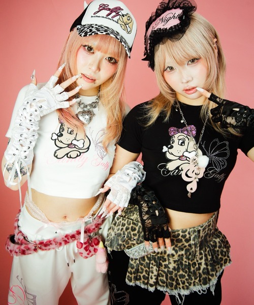GALFY(ガルフィー)の「CANDYGALFY/キャンディーガルフィー/ピカピカギャルちゃんバタフライチビTee/162065(Tシャツ/カットソー・レディース・オフホワイト/ピンク/ブラック・FREE)」の12枚目の写真