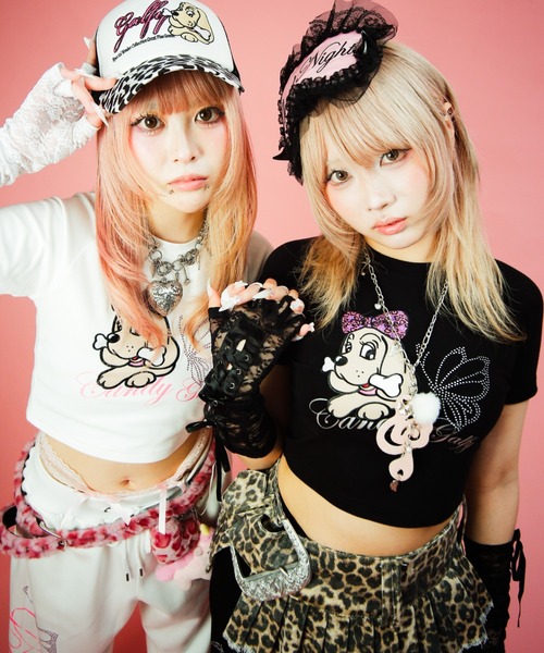 GALFY(ガルフィー)の「CANDYGALFY/キャンディーガルフィー/ピカピカギャルちゃんバタフライチビTee/162065(Tシャツ/カットソー・レディース・オフホワイト/ピンク/ブラック・FREE)」の13枚目の写真
