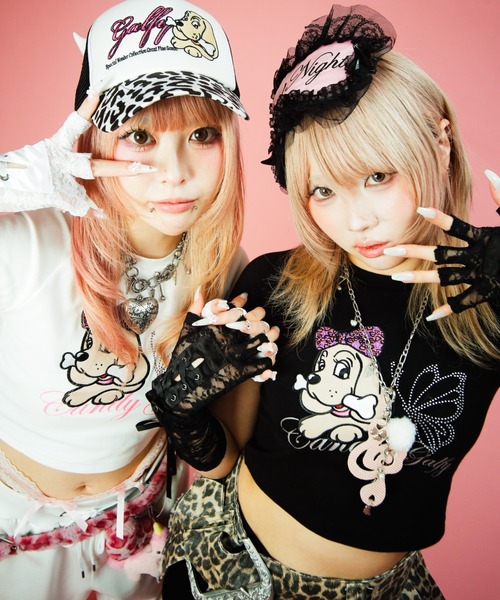 GALFY(ガルフィー)の「CANDYGALFY/キャンディーガルフィー/ピカピカギャルちゃんバタフライチビTee/162065(Tシャツ/カットソー・レディース・オフホワイト/ピンク/ブラック・FREE)」の14枚目の写真