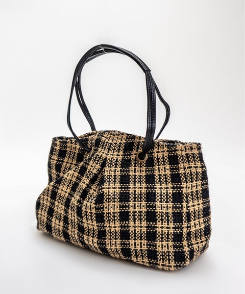 TARANGO(タランゴ)の「【TARANGO】麻ジュート×本革バッグ トートバッグ(かごバッグ・レディース・ホワイト×ブラック/ブラウン系その他/ブラック×ホワイト・FREE)」の4枚目の写真