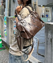 Never mind the XU（ネバーマインドザエックスユー）の「【Never mind the XU】2way faux leather bag / 【ネバーマインド ザ エックスユー】2WAYフェイクレザーバッグ＜着用動画あり＞（ショルダーバッグ）」