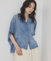 hunch | シアーデニム スキッパー半袖シャツ(シャツ/ブラウス)