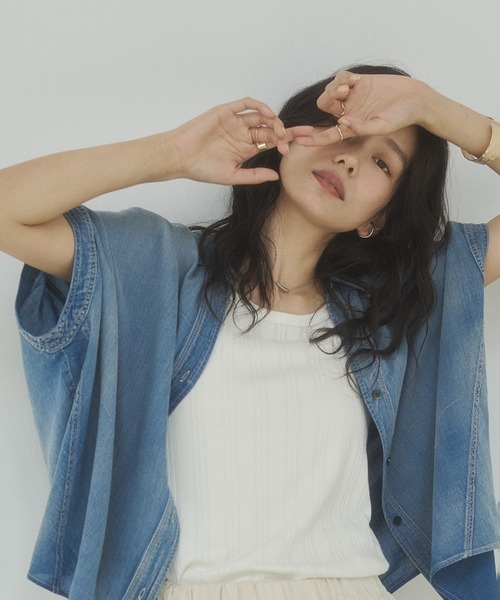 hunch(ハンチ)の「シアーデニム スキッパー半袖シャツ(シャツ/ブラウス・レディース・ライトブルー/グレー/ブルー・FREE)」の22枚目の写真