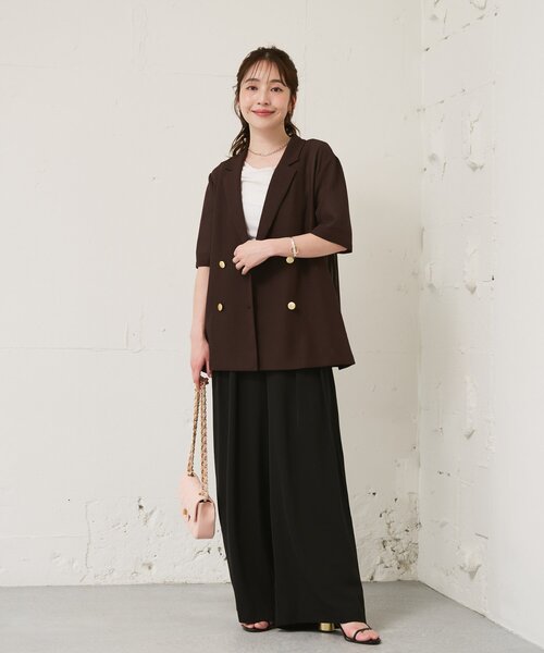 La boutique BonBon（ラブティックボンボン）の「【RISA監修・WEB限定カラーあり・ひんやりタッチ】夏向き２タックワイドパンツ（スラックス・レディース・ブラック/ライトベージュ/オフホワイト/サックスブルー/チャコールグレー・FREE/PM/TM/PS/36）」の22枚目の写真