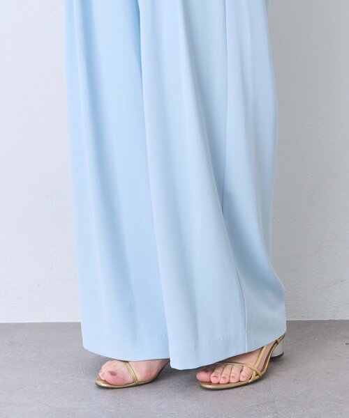 La boutique BonBon（ラブティックボンボン）の「【RISA監修・WEB限定カラーあり・ひんやりタッチ】夏向き２タックワイドパンツ（スラックス・レディース・ブラック/ライトベージュ/オフホワイト/サックスブルー/チャコールグレー・FREE/PM/TM/PS/36）」の9枚目の写真
