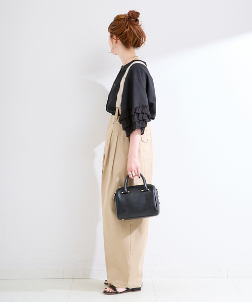 B.C STOCK（ベーセーストック）の「《追加》手洗い可 / UVcare / 接触冷感 / add Function フリル袖ブラウス（シャツ/ブラウス・レディース・ホワイト/ベージュ/ブラック・FREE）」の6枚目の写真