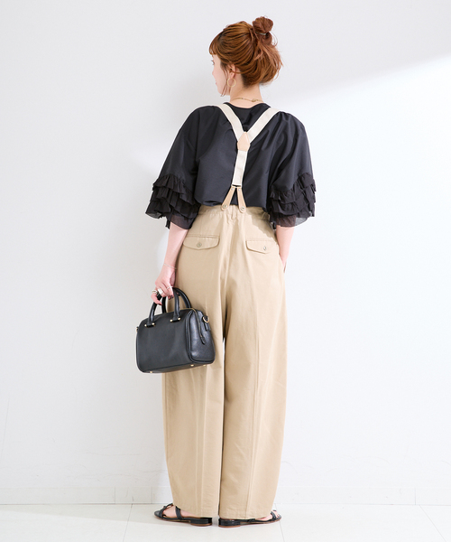 B.C STOCK（ベーセーストック）の「《追加》手洗い可 / UVcare / 接触冷感 / add Function フリル袖ブラウス（シャツ/ブラウス・レディース・ホワイト/ベージュ/ブラック・FREE）」の7枚目の写真