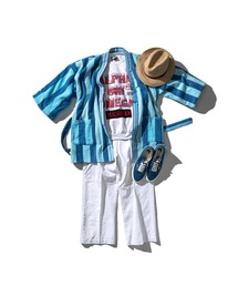 PUEBCO（プエブコ）の「REVERSIBLE SHORT ROBE / Blue x Light Blue（ノーカラージャケット）」