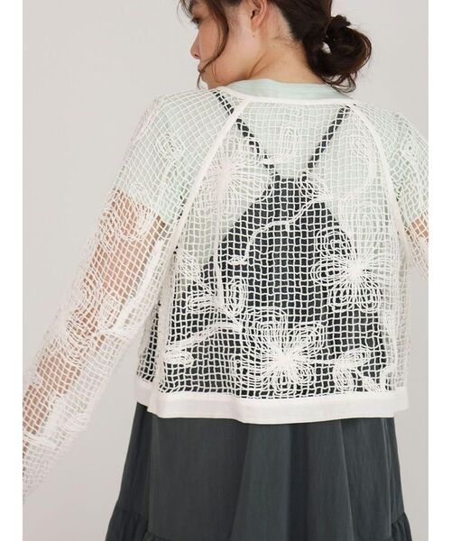 FIKA.（フィーカ）の「Flower mesh knit cardigan（シャツ/ブラウス・レディース・ブラック/ホワイト・MEDIUM）」の5枚目の写真
