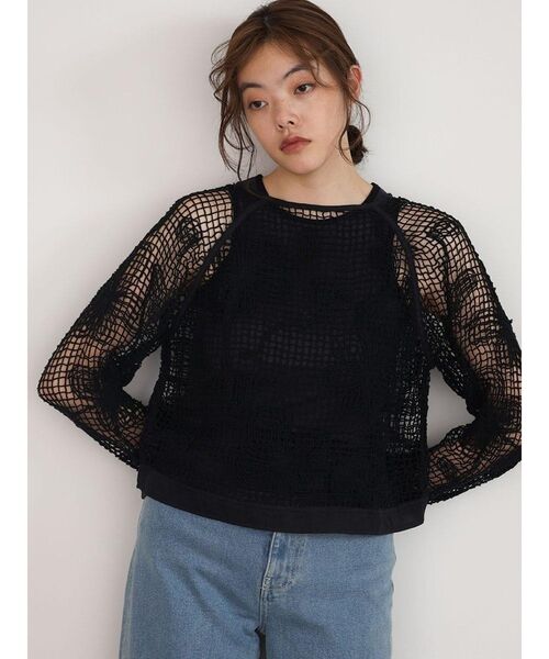 FIKA.（フィーカ）の「Flower mesh knit cardigan（シャツ/ブラウス・レディース・ブラック/ホワイト・MEDIUM）」の12枚目の写真