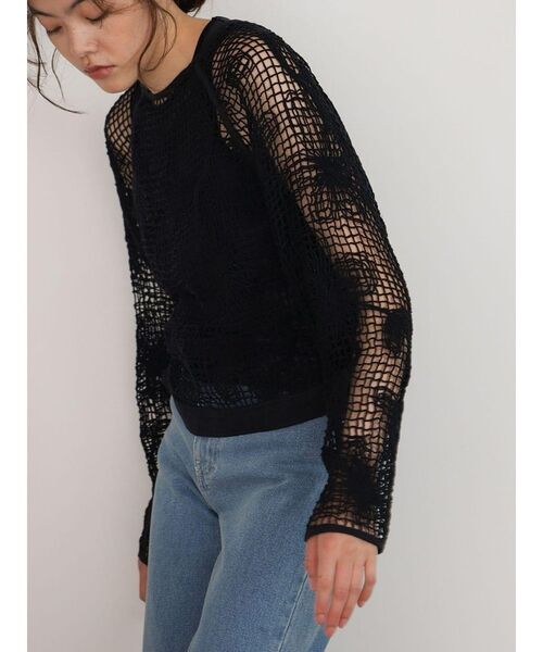 FIKA.（フィーカ）の「Flower mesh knit cardigan（シャツ/ブラウス・レディース・ブラック/ホワイト・MEDIUM）」の14枚目の写真