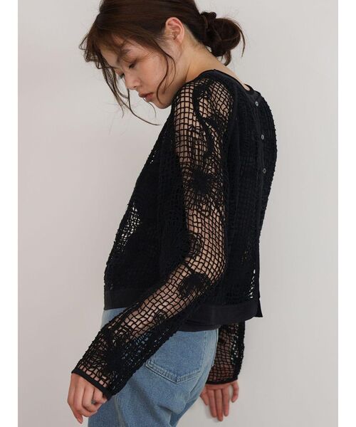 FIKA.（フィーカ）の「Flower mesh knit cardigan（シャツ/ブラウス・レディース・ブラック/ホワイト・MEDIUM）」の17枚目の写真