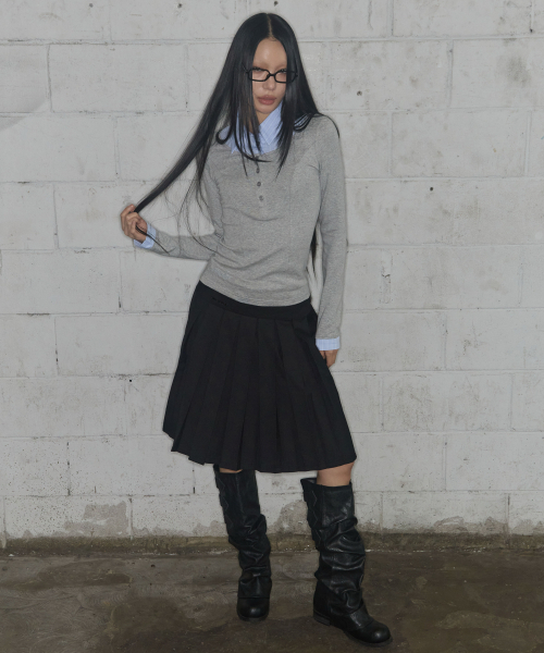 FANCY CLUB(ファンシークラブ)の「シャツレイヤードロングスリーブ (グレー) F25ZB023(Tシャツ/カットソー・レディース・その他・ONE SIZE)」の4枚目の写真