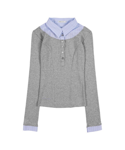 FANCY CLUB(ファンシークラブ)の「シャツレイヤードロングスリーブ (グレー) F25ZB023(Tシャツ/カットソー・レディース・その他・ONE SIZE)」の5枚目の写真