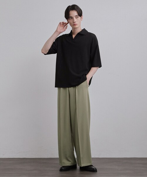 tk.TAKEO KIKUCHI(ティーケータケオキクチ)の「【接触冷感/ストレッチ】トロミワイドストレート(その他パンツ・メンズ・ブラウン系その他/ブラック/カーキ・03/02/01)」の17枚目の写真