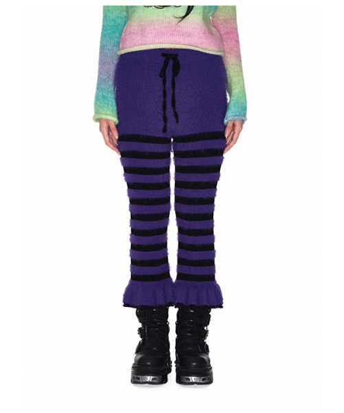 youthbath(ユースバース)の「Fluffy stripe cropped knit pants_purple(その他パンツ・レディース・その他・FREE)」の1枚目の写真