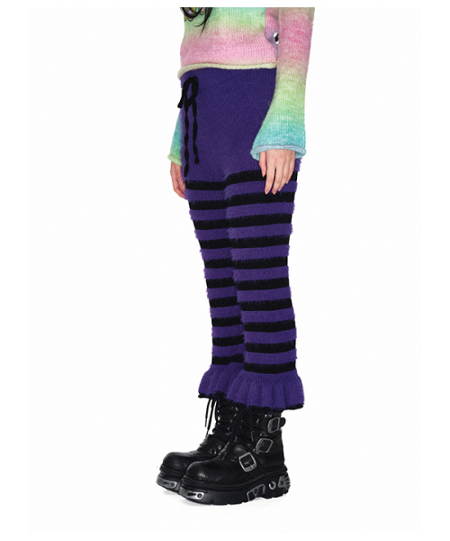 youthbath(ユースバース)の「Fluffy stripe cropped knit pants_purple(その他パンツ・レディース・その他・FREE)」の2枚目の写真