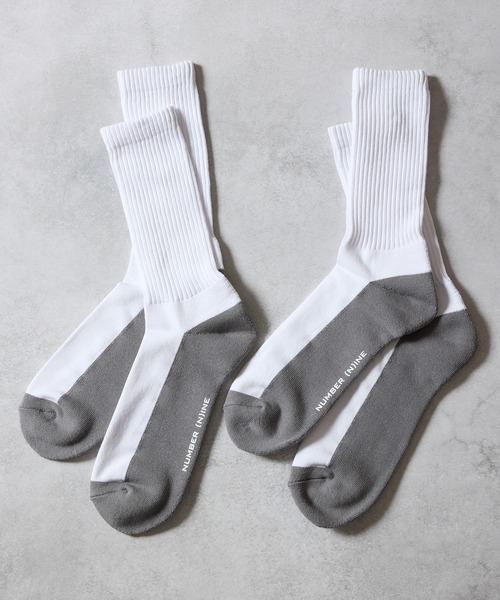 NUMBER (N)INE(ナンバーナイン)の「100% FINE COTTON 2-PACK PLAIN TWO-TONE RIB SOCKS / ファイン コットン100% 2パック プレーン ツートーン リブ ソックス(ソックス/靴下・メンズ・ブラック×グレー/ホワイト×グレー・25~27cm)」の10枚目の写真