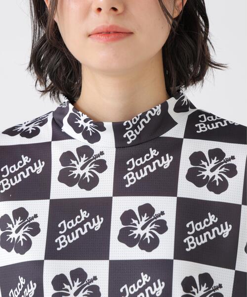 Jack Bunny!!(ジャックバニー)の「【Jack Bunny!!】ハイビスカスプリントPEメッシュ半袖モックネックカットソー(Tシャツ/カットソー・レディース・イエロー/ブラック・LARGE/MEDIUM/SMALL)」の9枚目の写真