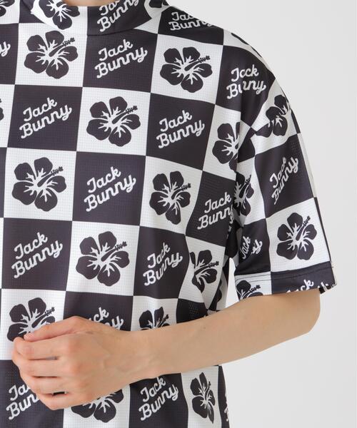 Jack Bunny!!(ジャックバニー)の「【Jack Bunny!!】ハイビスカスプリントPEメッシュ半袖モックネックカットソー(Tシャツ/カットソー・レディース・イエロー/ブラック・LARGE/MEDIUM/SMALL)」の10枚目の写真