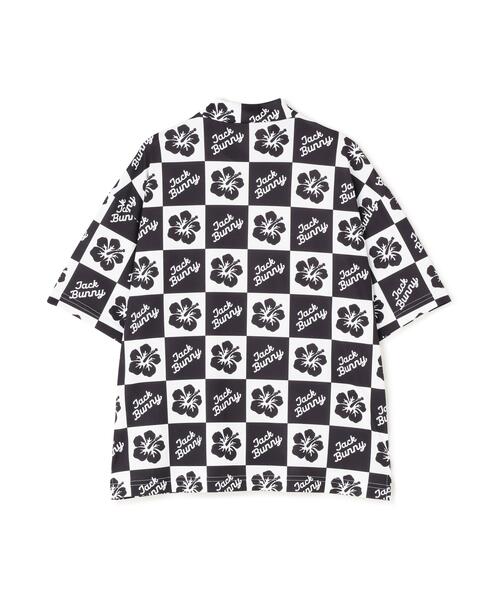 Jack Bunny!!(ジャックバニー)の「【Jack Bunny!!】ハイビスカスプリントPEメッシュ半袖モックネックカットソー(Tシャツ/カットソー・レディース・イエロー/ブラック・LARGE/MEDIUM/SMALL)」の13枚目の写真