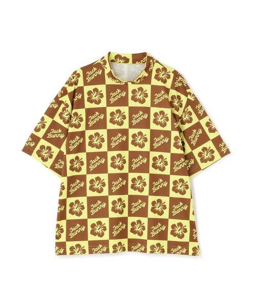 Jack Bunny!!(ジャックバニー)の「【Jack Bunny!!】ハイビスカスプリントPEメッシュ半袖モックネックカットソー(Tシャツ/カットソー・レディース・イエロー/ブラック・LARGE/MEDIUM/SMALL)」の19枚目の写真