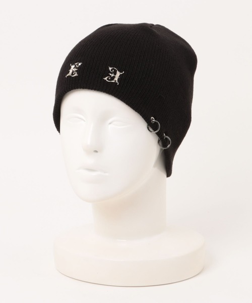 E RIN AI E(オリンアイ)の「【E RIN AI E】EE TWIN RING BEANIE / 【オリンアイ】EEツインリングメタルロゴビーニー(ニットキャップ/ビーニー・メンズ・グレー/ブラック・ONE SIZE)」の2枚目の写真