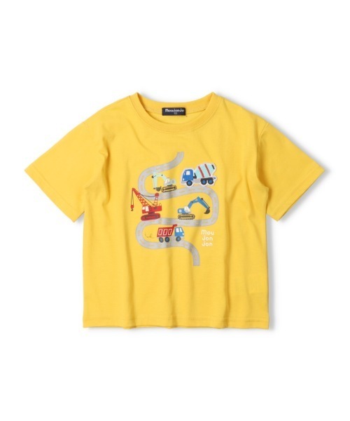 Moujonjon(ムージョンジョン)の「【WEB限定】働く車ワッペン付Tシャツ(Tシャツ/カットソー・キッズ・ブルー/イエロー・80/90/100/110/120/130)」の1枚目の写真