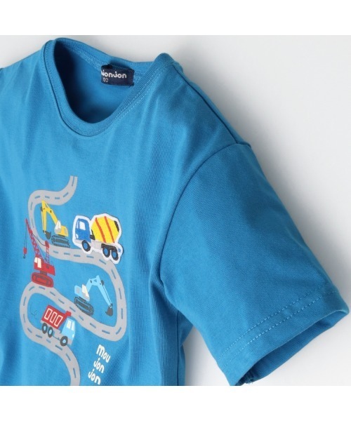 Moujonjon(ムージョンジョン)の「【WEB限定】働く車ワッペン付Tシャツ(Tシャツ/カットソー・キッズ・ブルー/イエロー・80/90/100/110/120/130)」の4枚目の写真