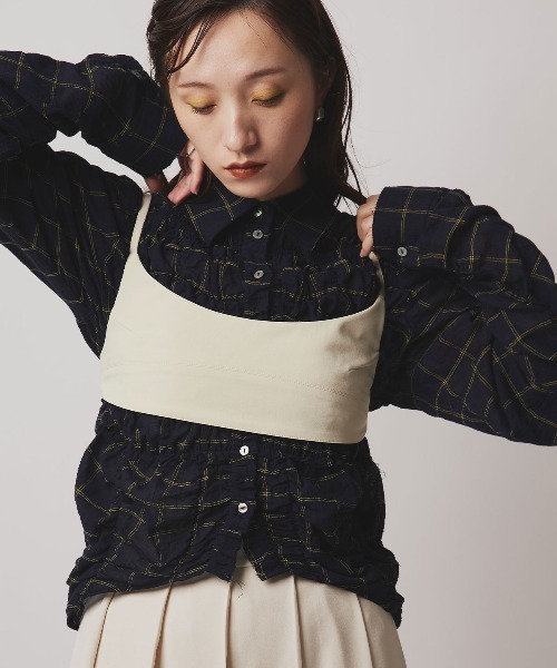 W:Huku（フーク）の「【W:Huku / ソフトタッチツイル】ロング ストラップ ビスチェ / Soft-Touch Twill Long Strap Bustier（ベスト・レディース・ベージュ系その他/ブラック・FREE）」の13枚目の写真