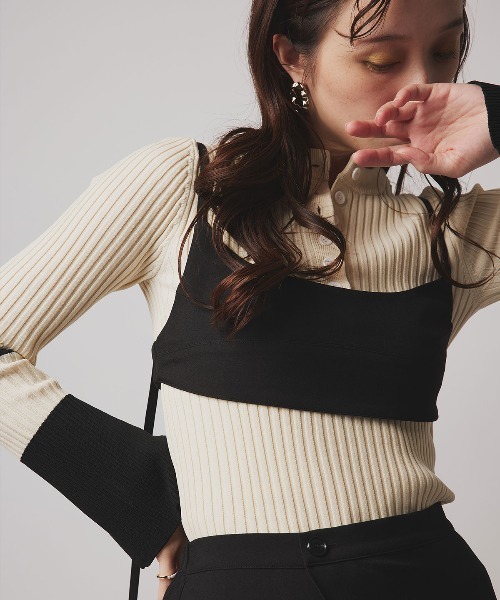 W:Huku（フーク）の「【W:Huku / ソフトタッチツイル】ロング ストラップ ビスチェ / Soft-Touch Twill Long Strap Bustier（ベスト・レディース・ベージュ系その他/ブラック・FREE）」の16枚目の写真