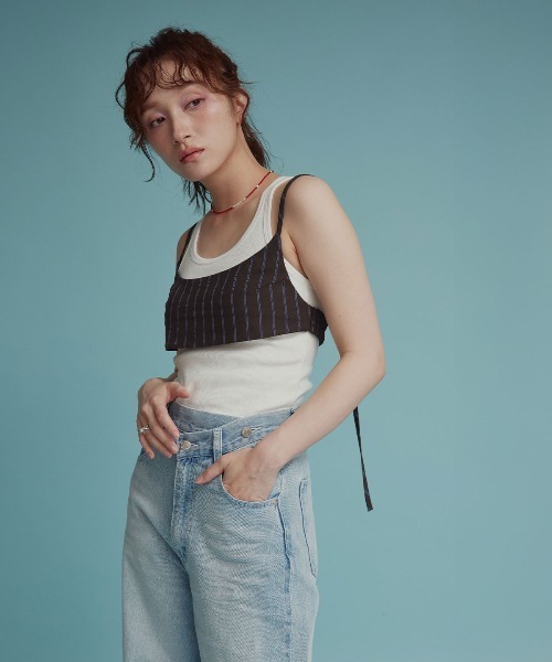W:Huku（フーク）の「【W:Huku / ソフトタッチツイル】ロング ストラップ ビスチェ / Soft-Touch Twill Long Strap Bustier（ベスト・レディース・ベージュ系その他/ブラック・FREE）」の18枚目の写真