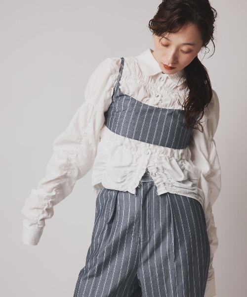 W:Huku（フーク）の「【W:Huku / ソフトタッチツイル】ロング ストラップ ビスチェ / Soft-Touch Twill Long Strap Bustier（ベスト・レディース・ベージュ系その他/ブラック・FREE）」の19枚目の写真